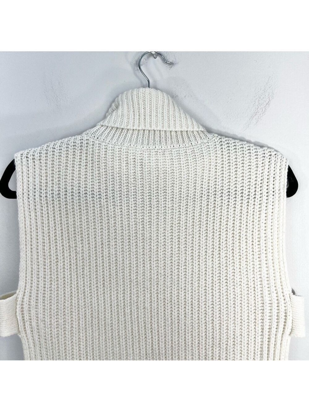 StilEstro Italy ivory cowl neck wool alpaca blend open side sleeveless sweater - Picture 7 of 14